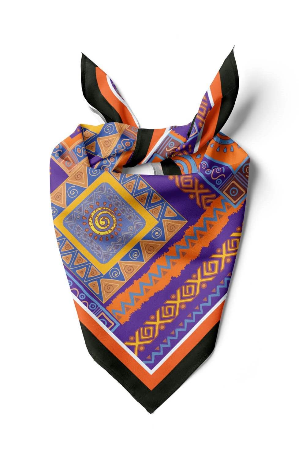Violla H19 Kadın turuncu etnik desenli 50x50 Bandana