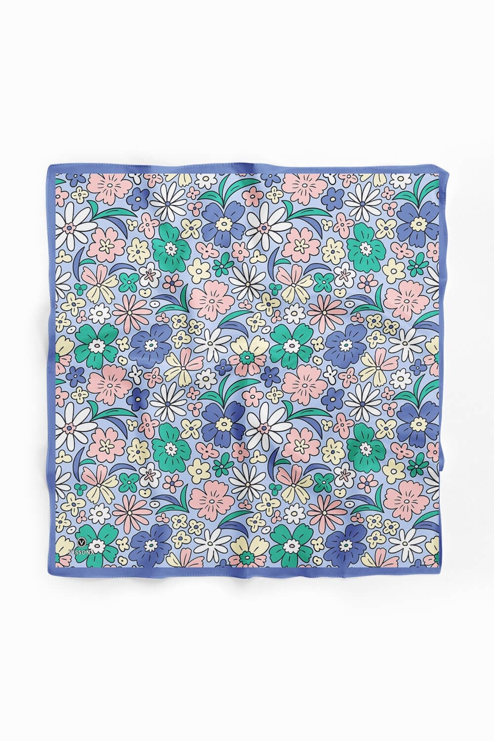 %100 İpek Çiçek Desenli Kadın Bandana