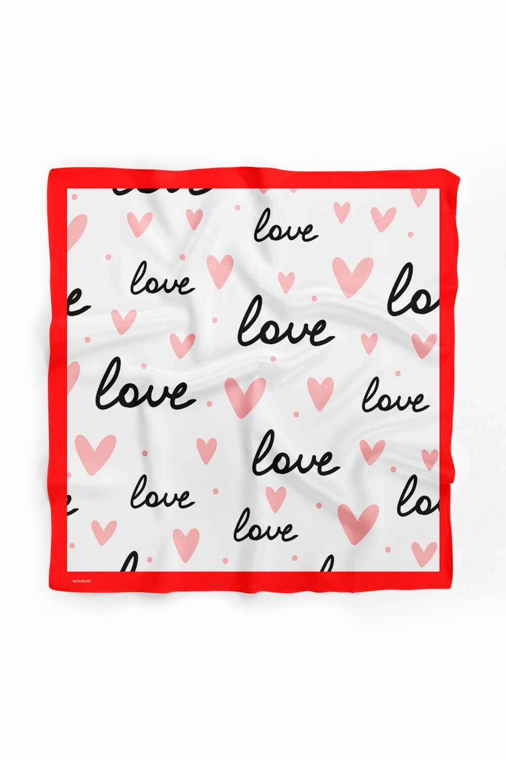 Violla Y13 Kadın Love Desenli Bandana 50x50 Pembe Beyaz DG0468-22