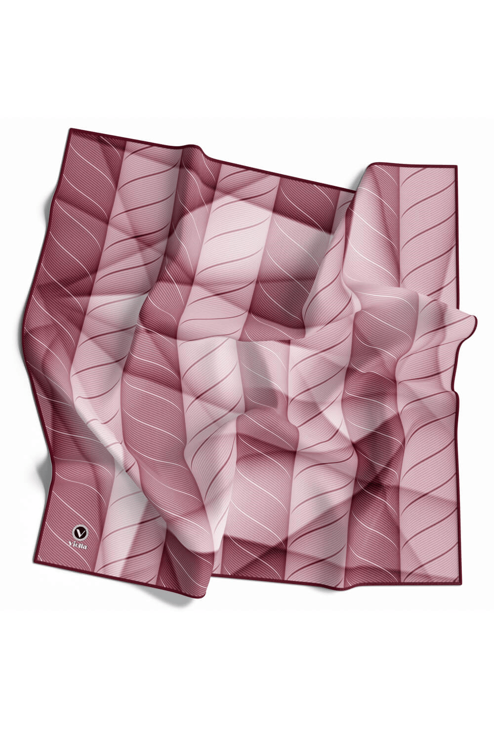 Twill Şeritli Geometrik Desenli Pudra Renkli 90x90 Eşarp (İpek İçermez) Kenar Dikiş Şekli El Dikişli