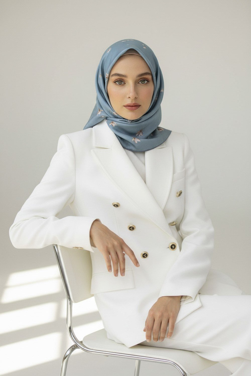 %100 Twill İpek Çiçek Desenli Petrol Yeşili Renkli 90x90 Eşarp Dikim Şekli : El Dikişi
