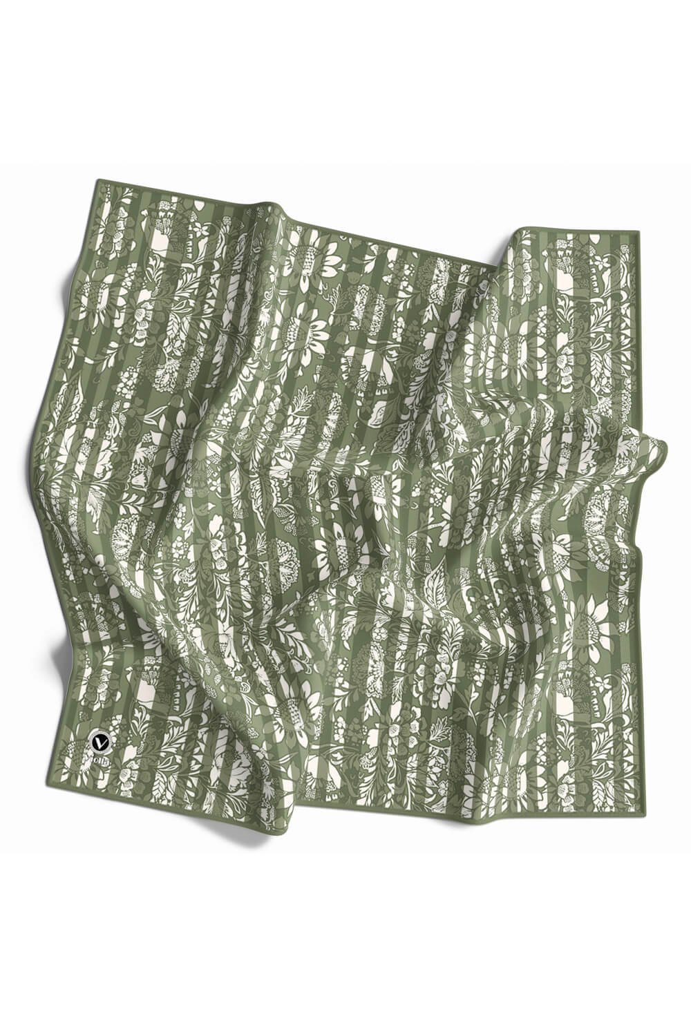 Twill Batik Şal Desenli Haki Renkli 90x90 Eşarp (İpek İçermez) Kenar Dikiş Şekli El Dikişli