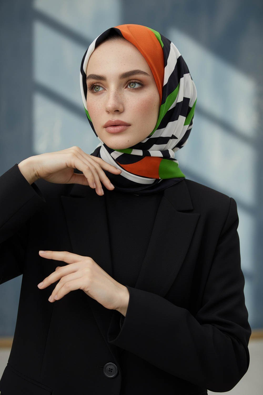 KREP DESENLİ ZÜMRÜT YEŞİLİ RENKLİ 75X195 KIRIŞMAZ ŞAL
