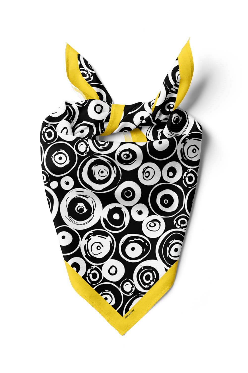 Violla F51 Kadın Halka Desenli Bandana 50x50 Siyah Beyaz DG0327-22