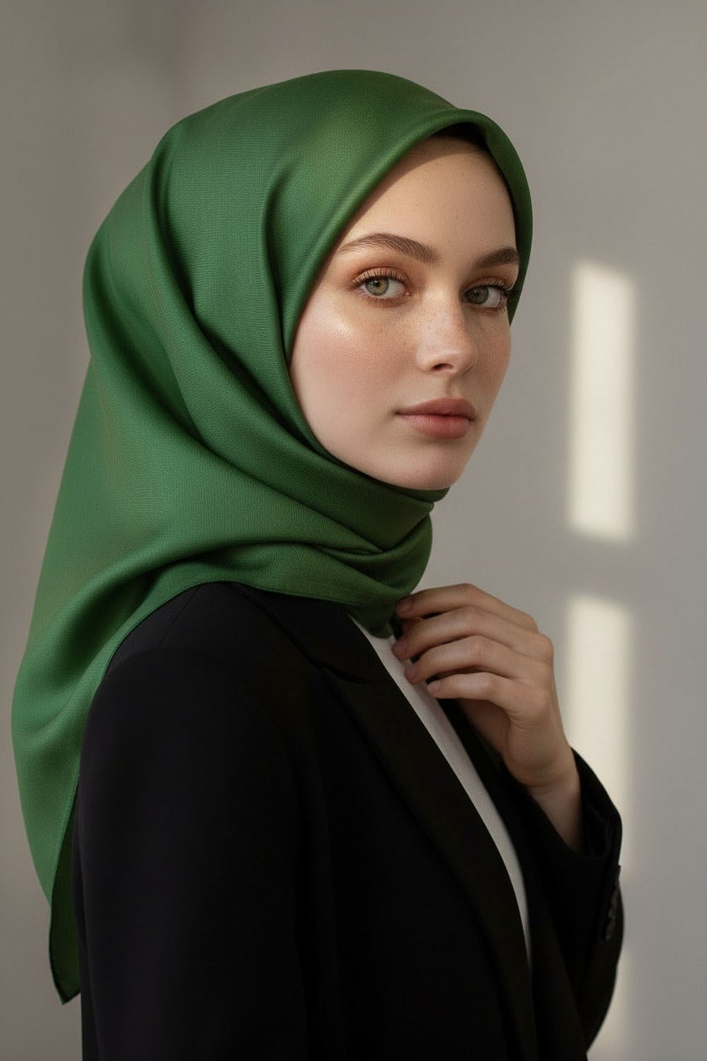 %100 Twill İpek Düz Benetton Yeşili Renkli Daha Tok Exclusive Serisi 90x90 Eşarp Dikim Şekli : El Dikişi