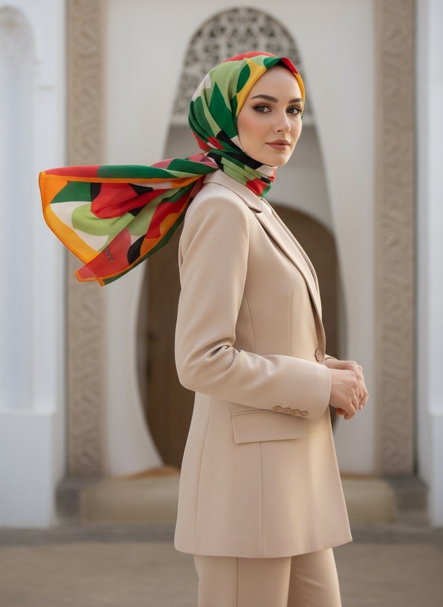 %100 Saf İpek Şal İnce Saten Vual Dokuma Fresh 90x210 Şal