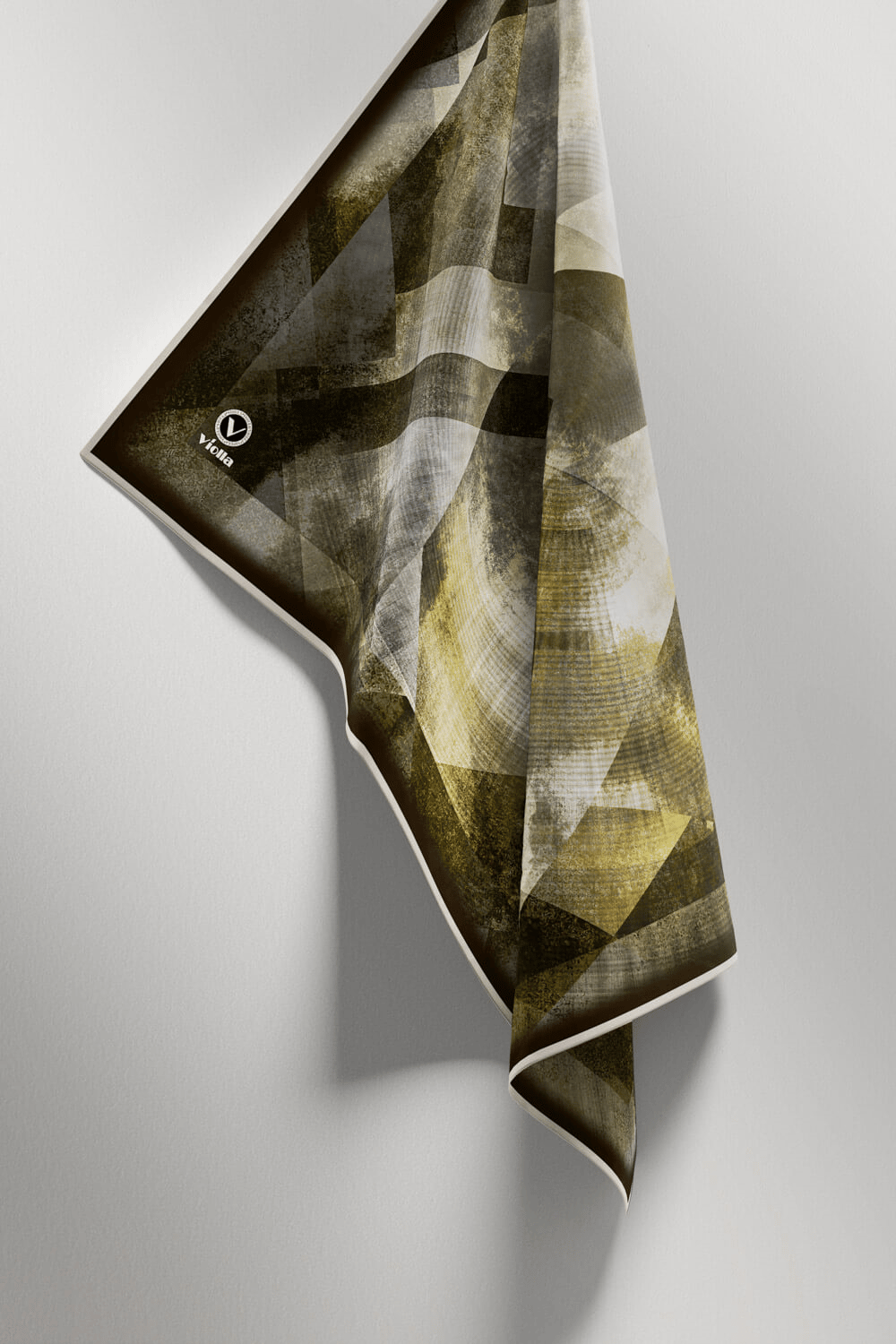 Twill Batik Desenli Haki Renkli 90x90 Eşarp (İpek İçermez) Dikim Şekli : El Dikişi