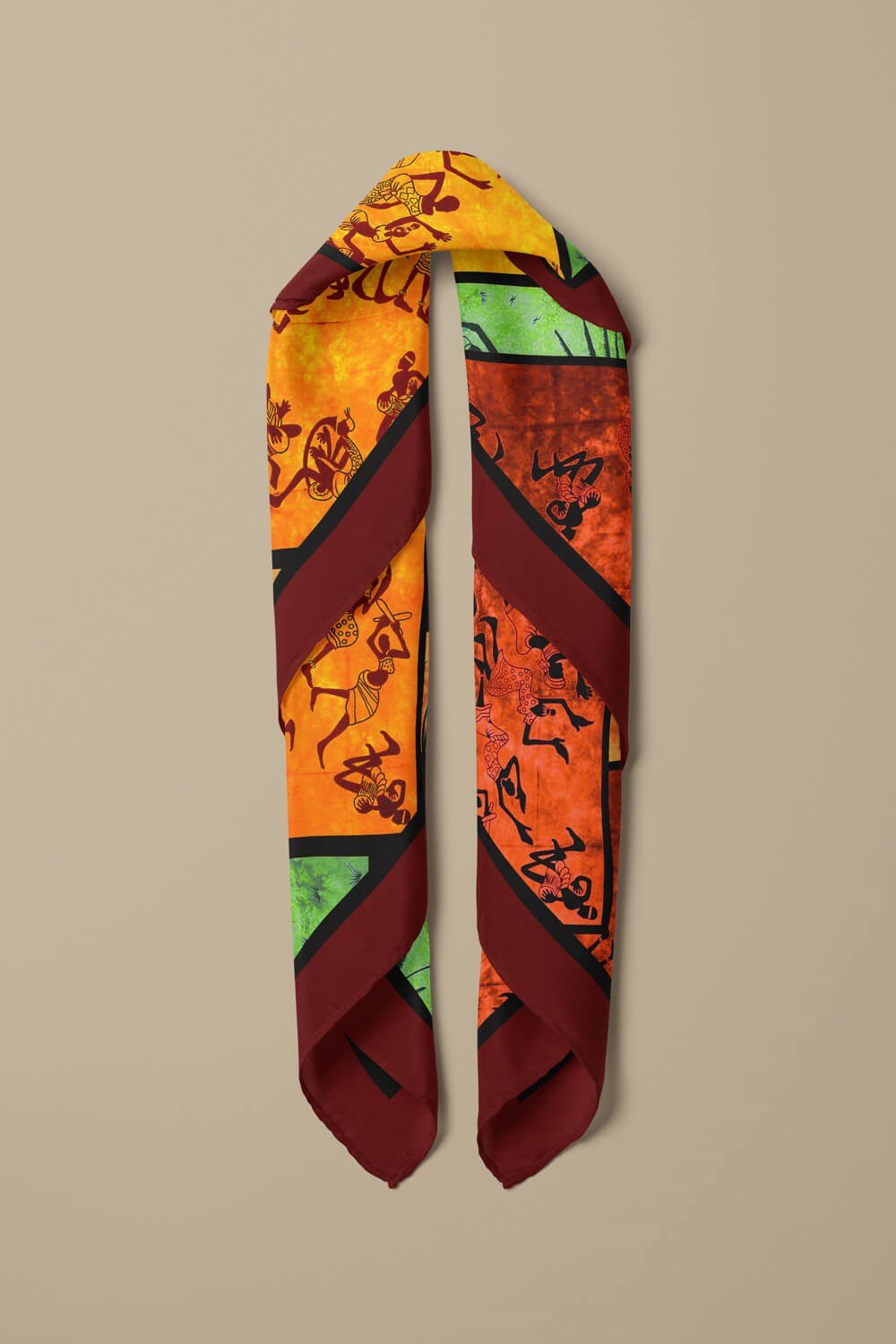 Violla Z61 Kadın African Patchwork Desenli Bandana 50x50 DG0216-22