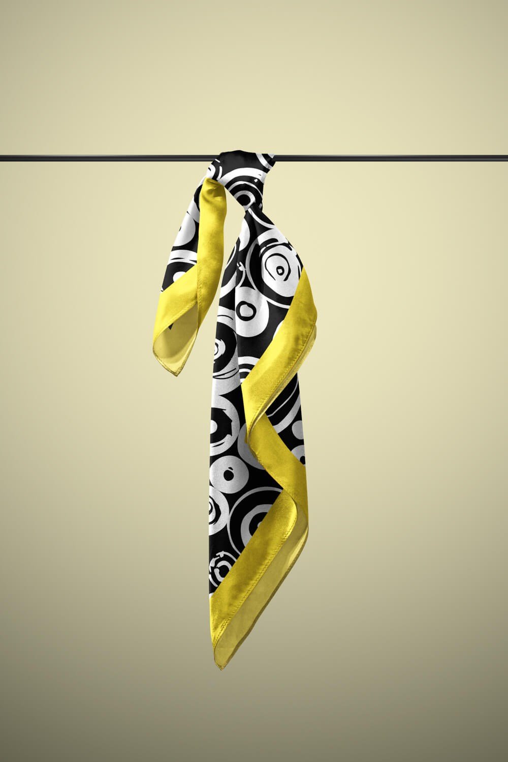 Violla F51 Kadın Halka Desenli Bandana 50x50 Siyah Beyaz DG0327-22