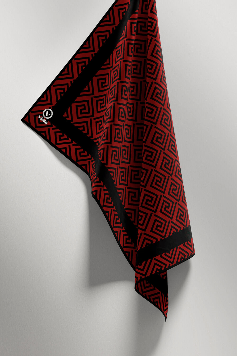 Twill Minimalist Desenli Kırmızı Renkli 90x90 Eşarp (İpek İçermez) Kenar Dikiş Şekli El Dikişli