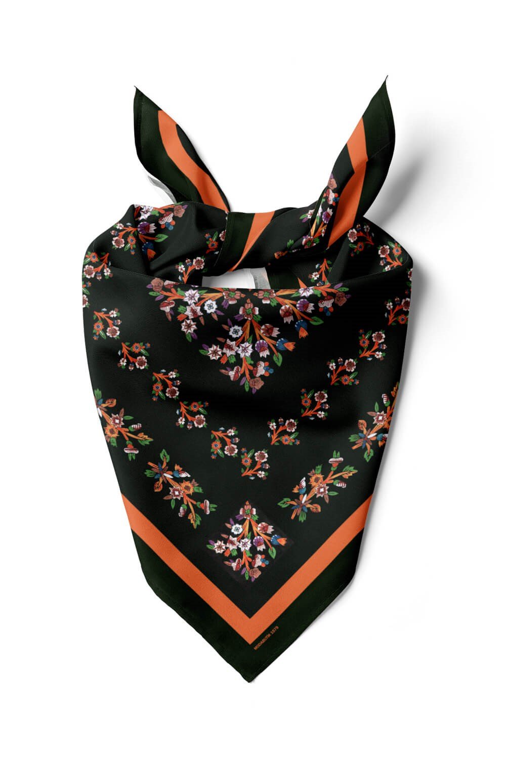 Violla B21 Kadın Siyah Çiçek Desenli 50x50 Bandana DG01579-22