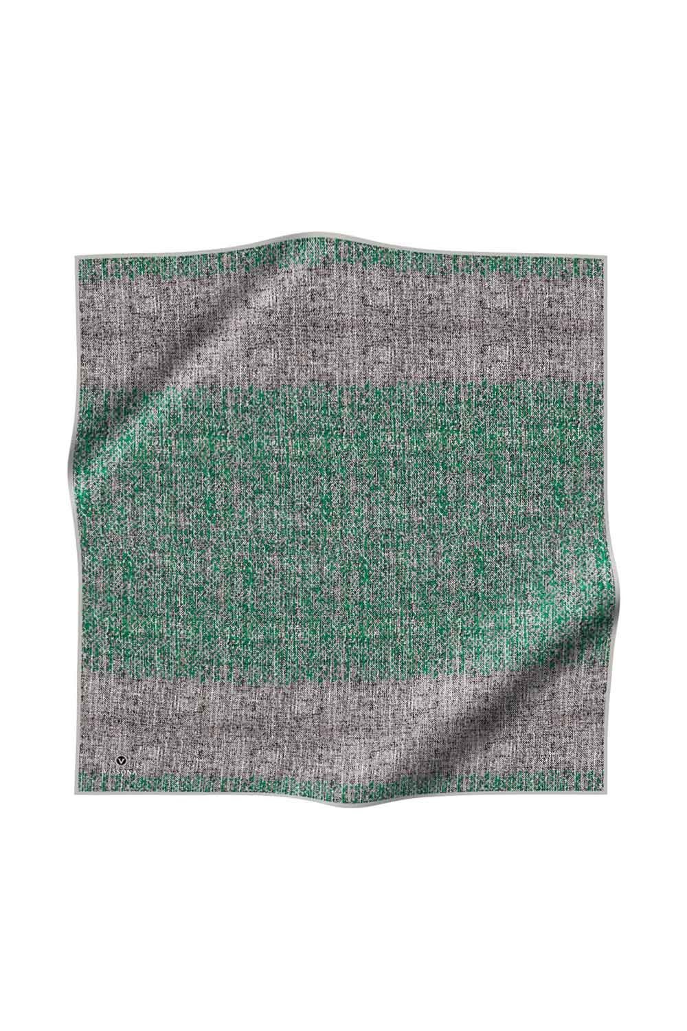 %100 Twill İpek Dokulu Desen Benetton Yeşili - Sütlü Kahve Renkli 90x90 Eşarp Kenar Dikiş Şekli El Dikişli