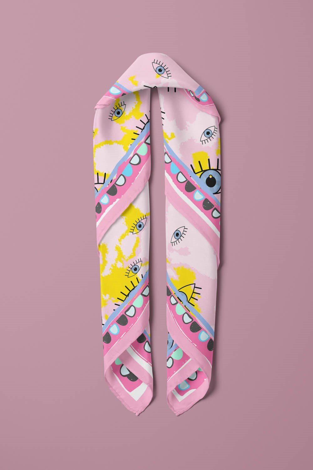 Violla V59 EYES PİNK BATİK TASARIM BANDANA