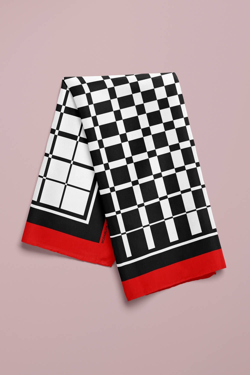 Violla Z47 Kadın Siyah Beyaz Kare Desenli 50x50 Bandana