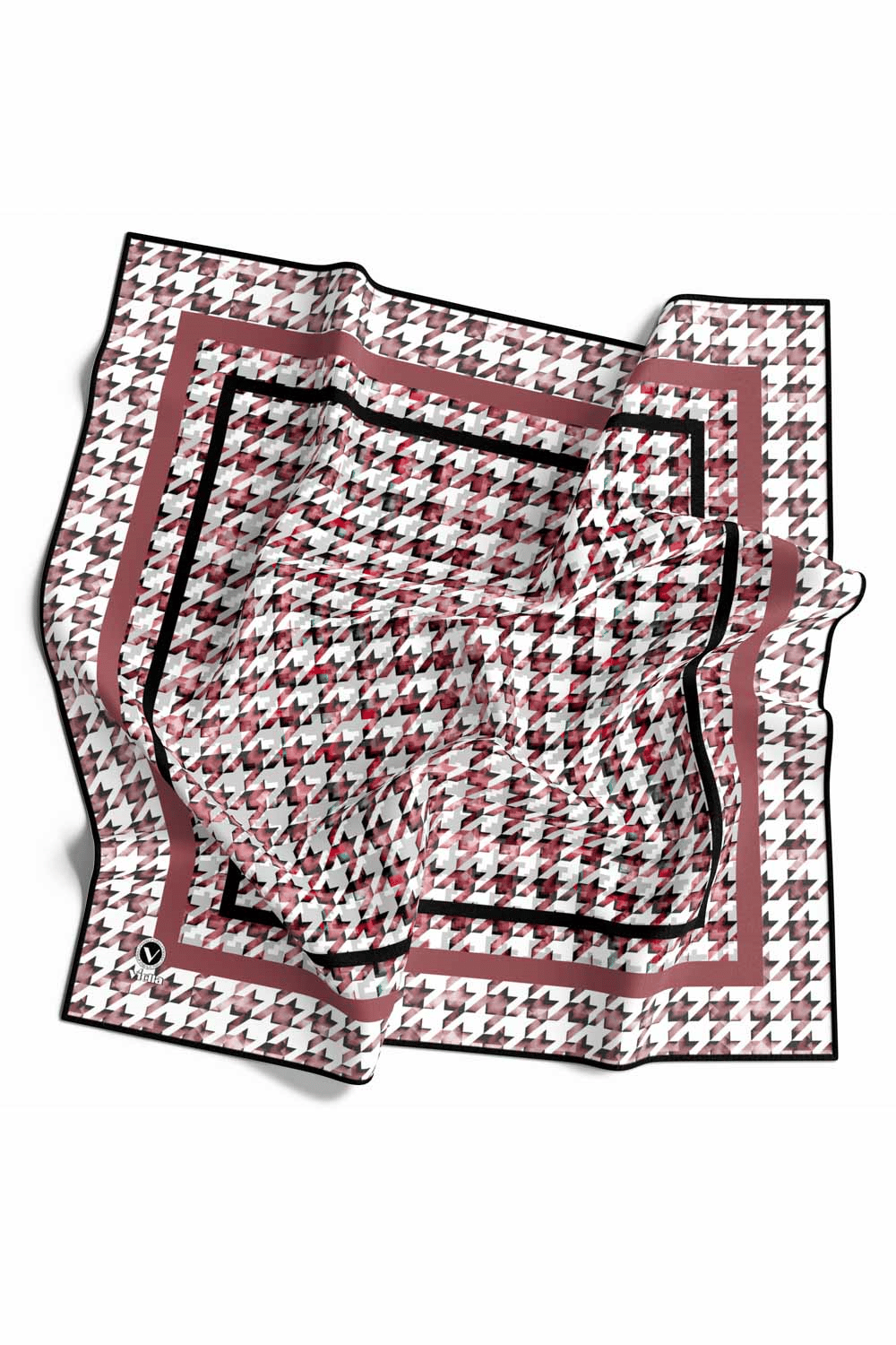 Twill Kazayağı Desenli Gül Kurusu Renkli 90x90 Eşarp (İpek İçermez) Kenar Dikiş Şekli El Dikişli