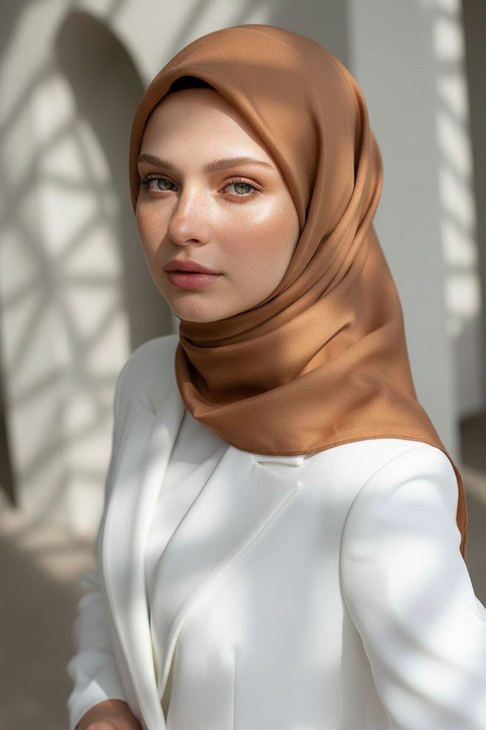 %100 Twill İpek Düz Bakır Renkli Daha Tok Exclusive Serisi 90x90 Eşarp Dikim Şekli : El Dikişi