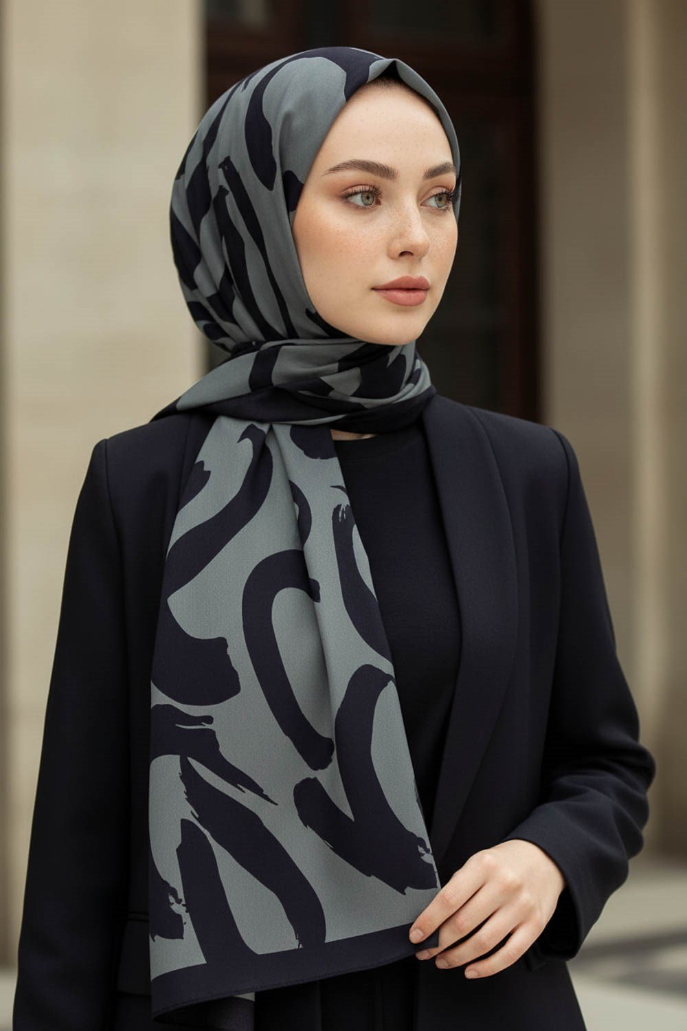 KREP FIRÇA DARBESİ DESENLİ GRİ RENKLİ 75X195 KIRIŞMAZ ŞAL