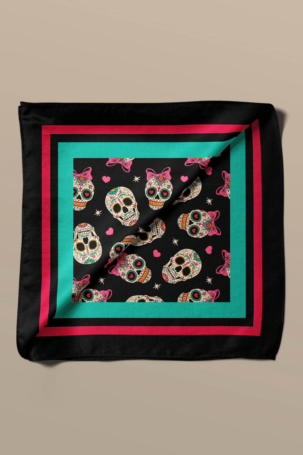 G20 Kadın Kurukafa Desenli 50x50 Bandana HYL DG01389-22