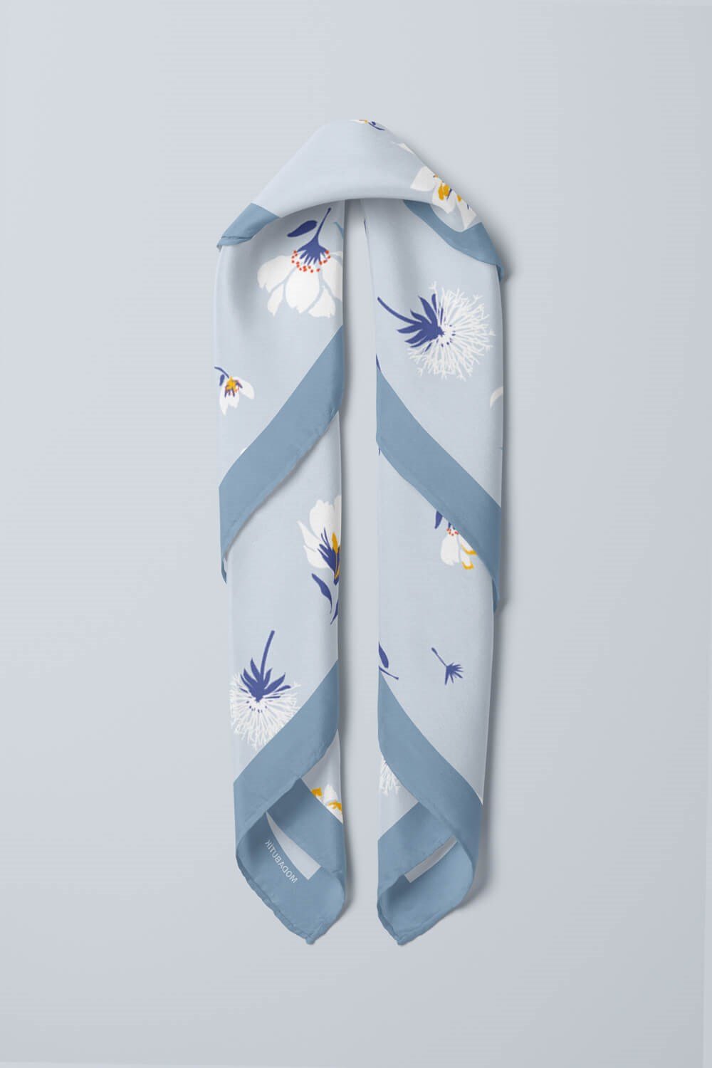 Violla Kadın Çiçek Desenli Bandana 50x50 Açık Mavi DG0157-22 Snz