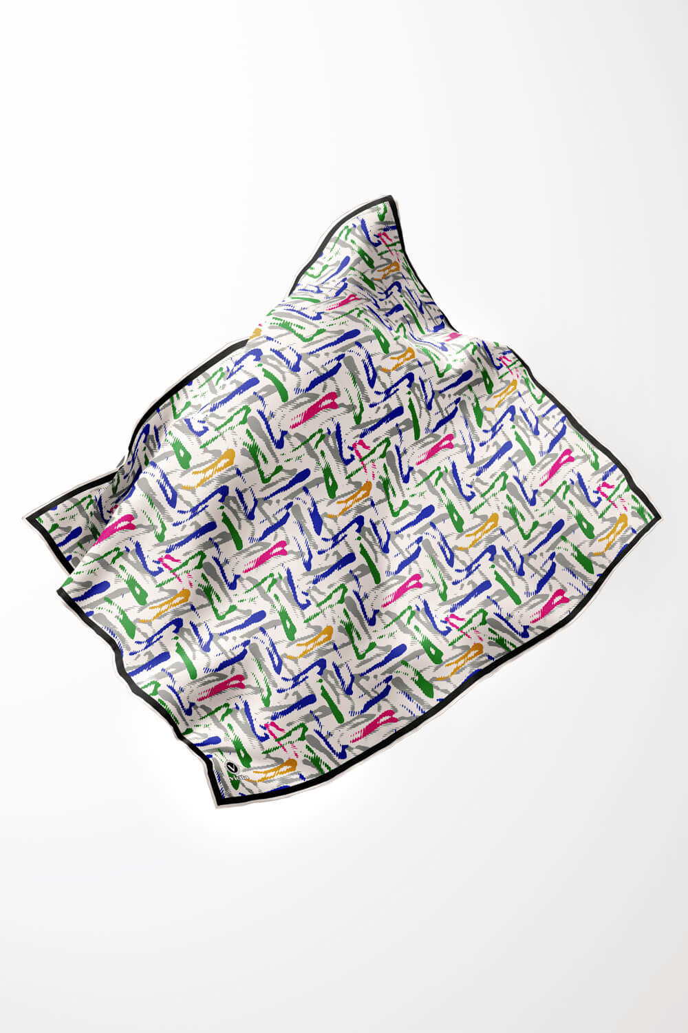 Twill Geometrik Desenli Zümrüt Yeşili - Pembe Renkli 90x90 Eşarp (İpek İçermez) Dikim Şekli : El Dikişi