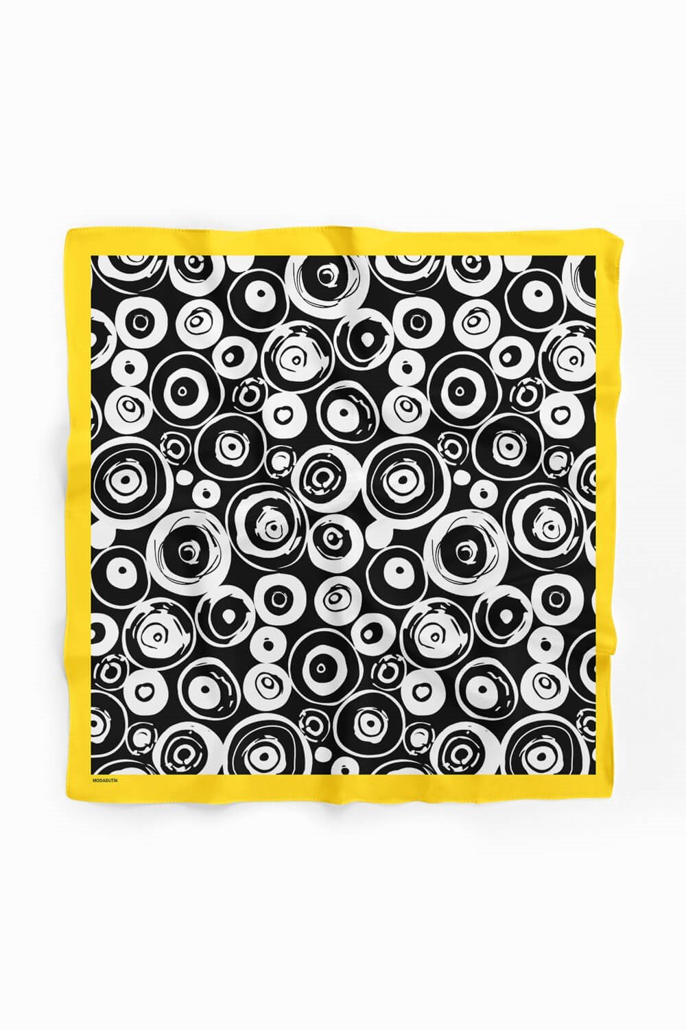 Violla F51 Kadın Halka Desenli Bandana 50x50 Siyah Beyaz DG0327-22