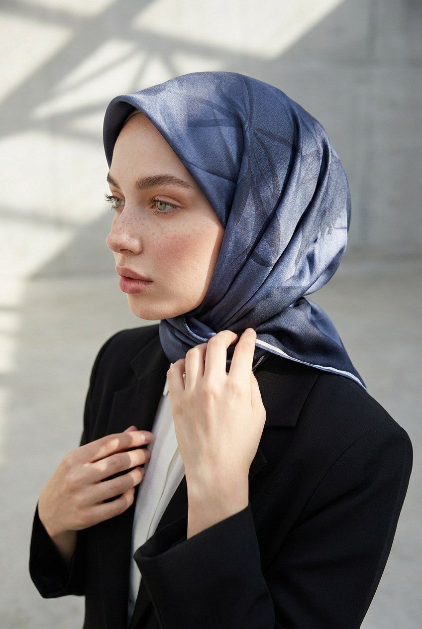 100% Twill İpek Çiçek Desenli Füme Renkli 90x90 Dikim Şekli : El Dikişi Eşarp