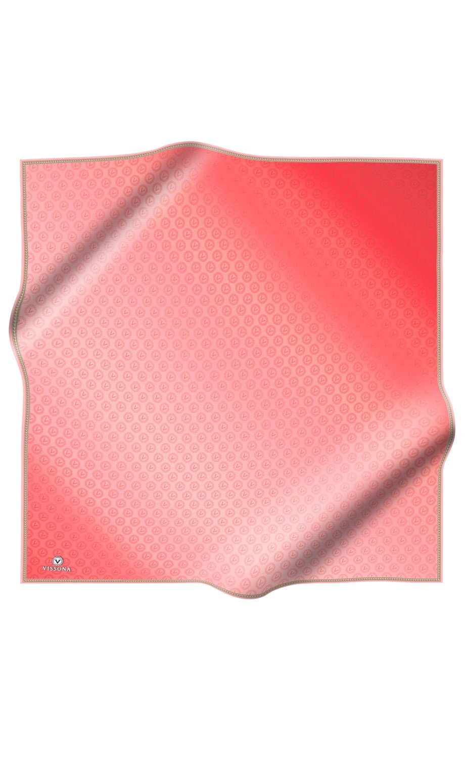 % 57 İPEK % 43 VİSKON Twill İpek Monogram Desenli Pudra Renkli 90x90 Eşarp Dikim Şekli : El Dikişi