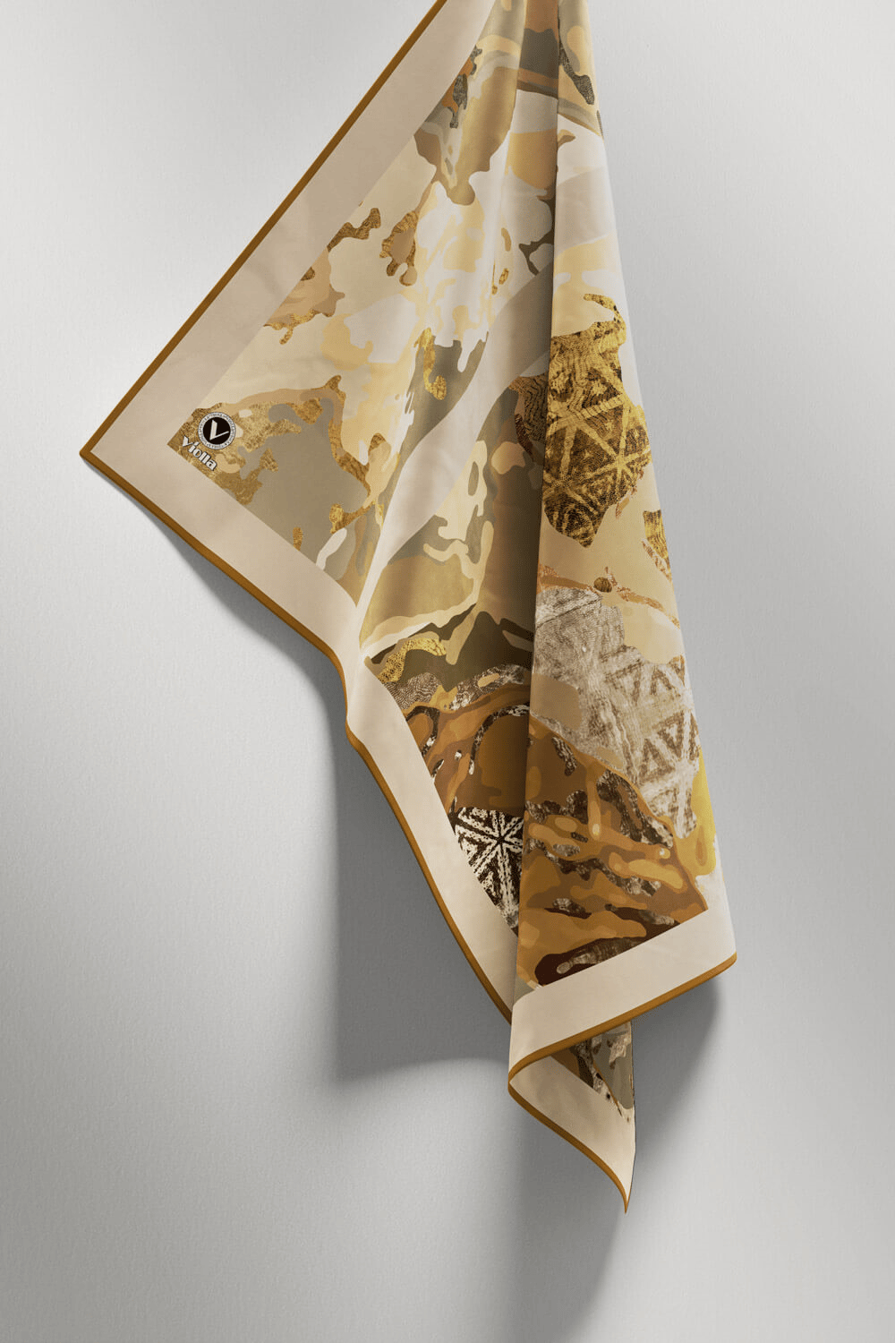 Twill Etnil ve Batik Desenli Hardal Renkli 90x90 Eşarp (İpek İçermez) Dikim Şekli : El Dikişi