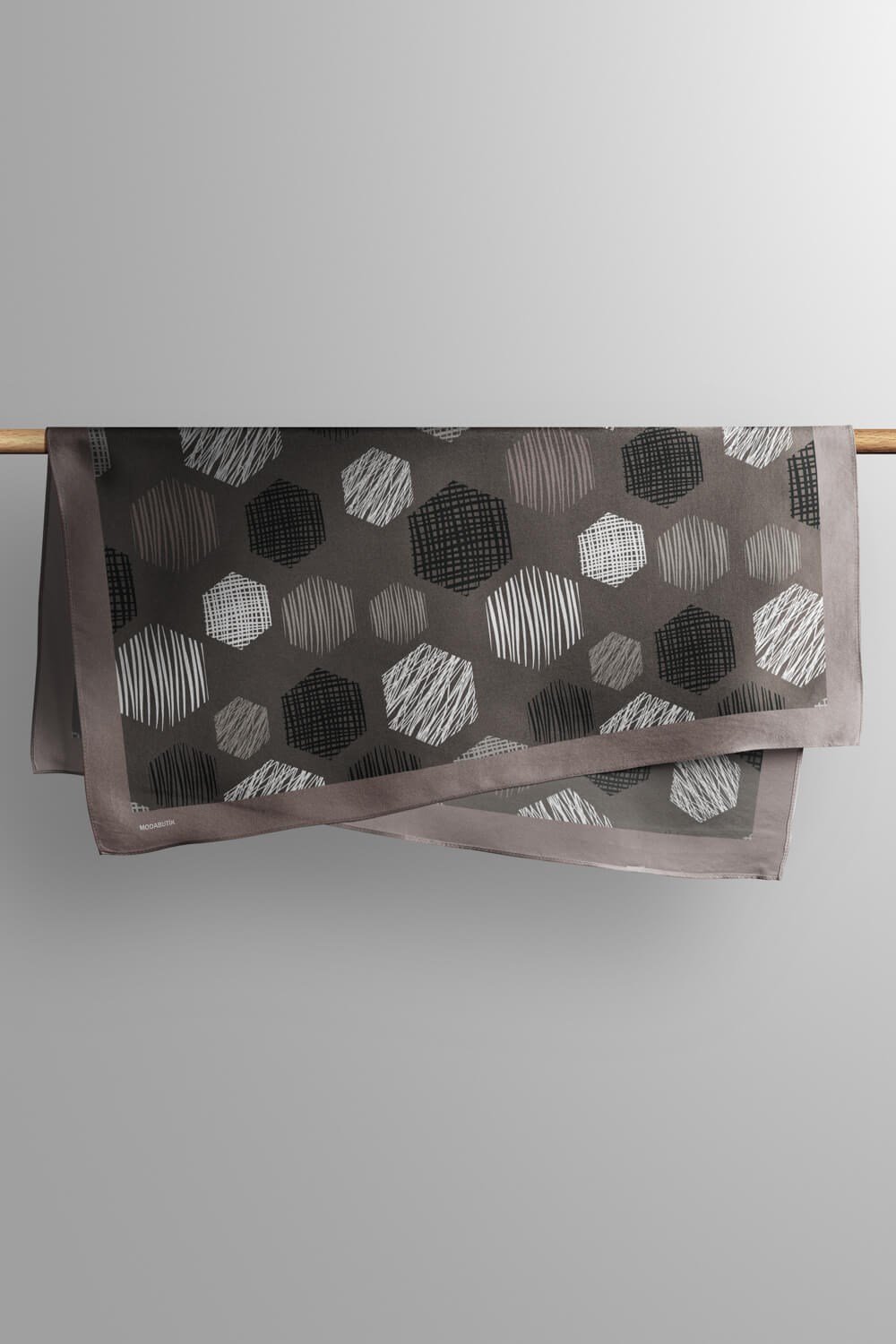Violla Y30 Kadın Petek Desenli Bandana 50x50 Siyah Beyaz DG0389-22
