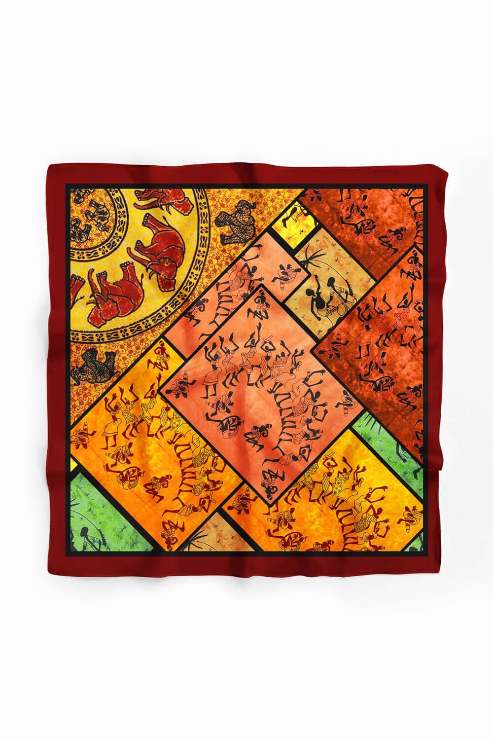 Violla Z61 Kadın African Patchwork Desenli Bandana 50x50 DG0216-22