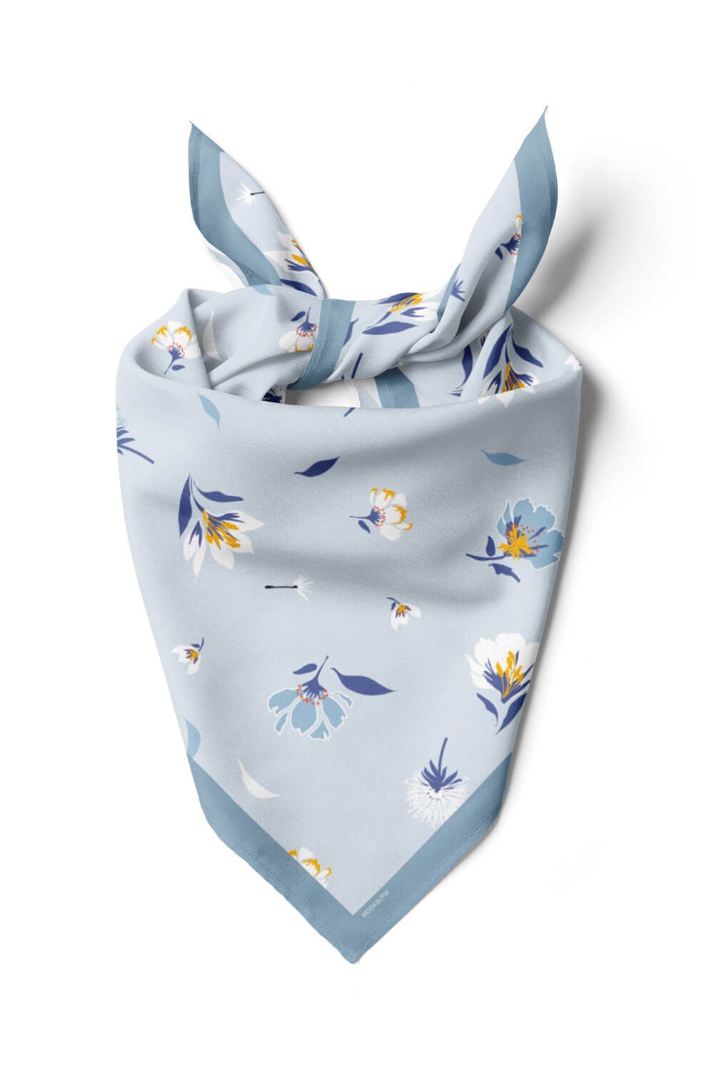 Violla Kadın Çiçek Desenli Bandana 50x50 Açık Mavi DG0157-22 Snz