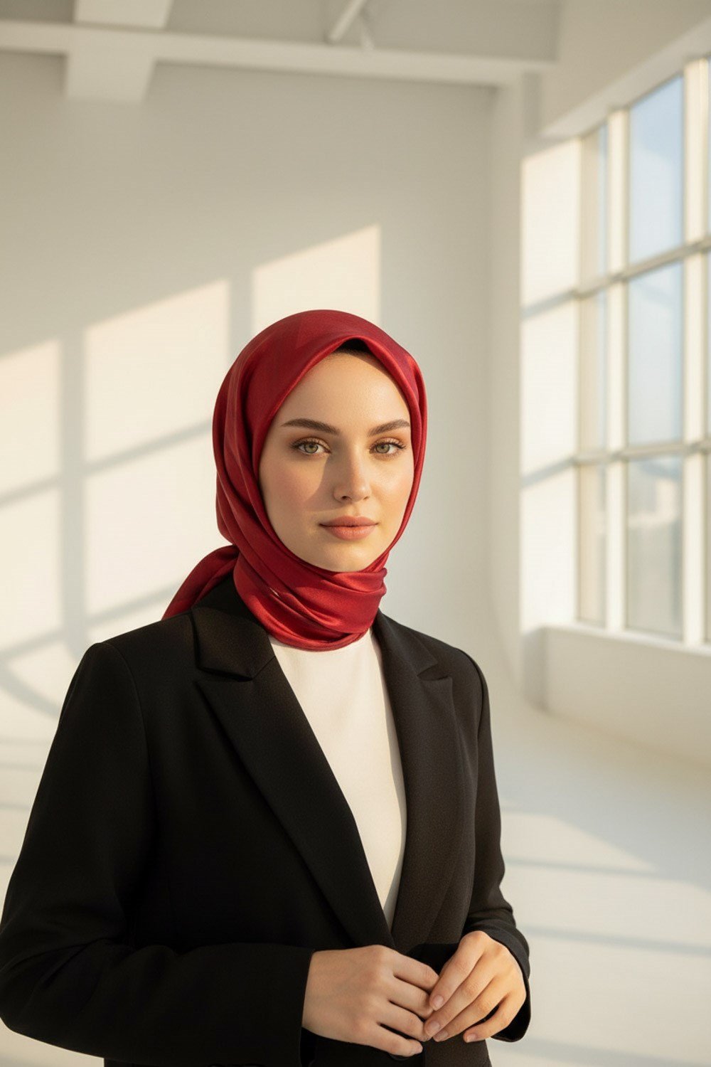 100% Twill İpek Düz Renk Bordür Desenli Bordo Renkli Daha Tok Exclusive Serisi 90x90 Dikim Şekli : El Dikişi Eşarp