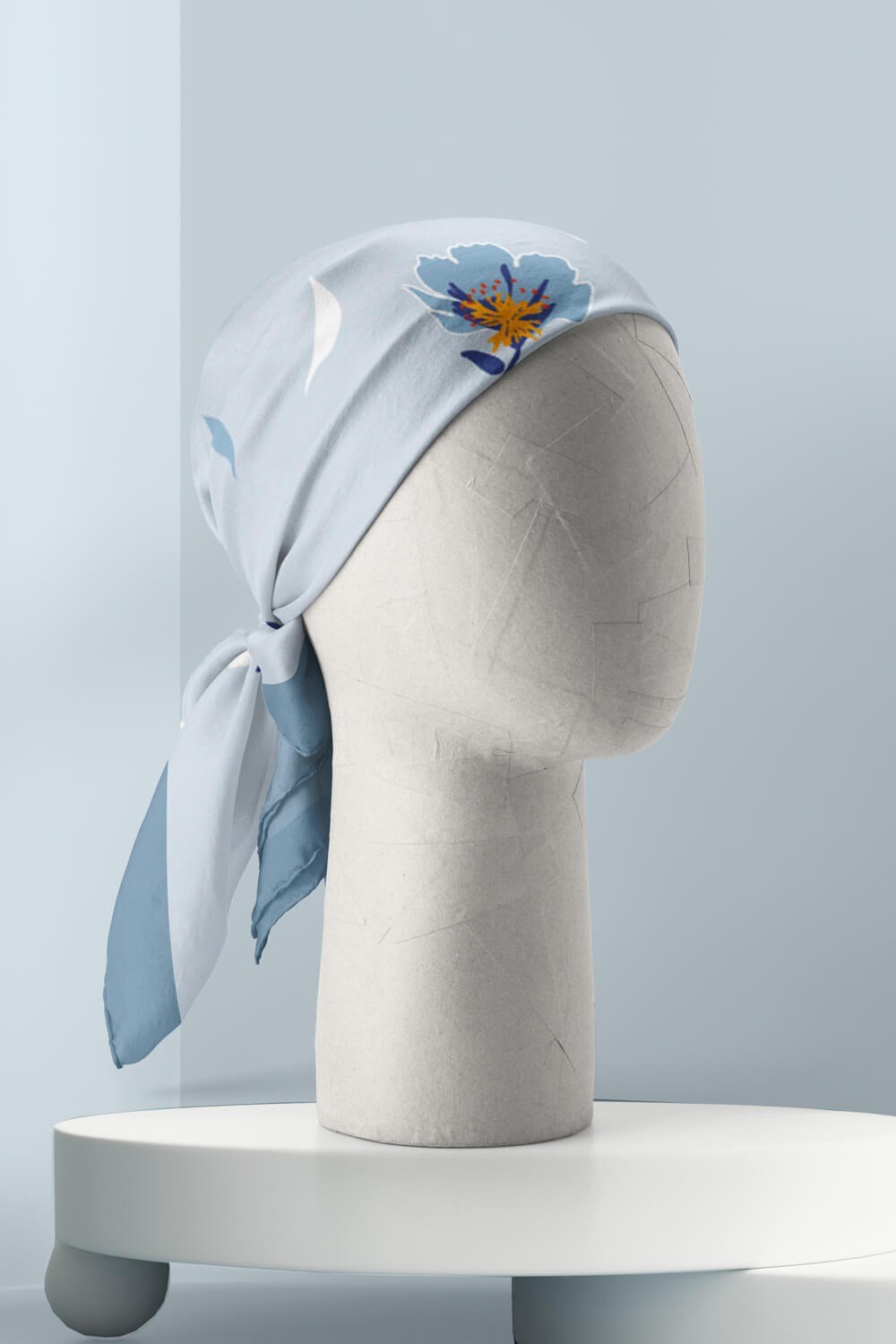 Violla Kadın Çiçek Desenli Bandana 50x50 Açık Mavi DG0157-22 Snz