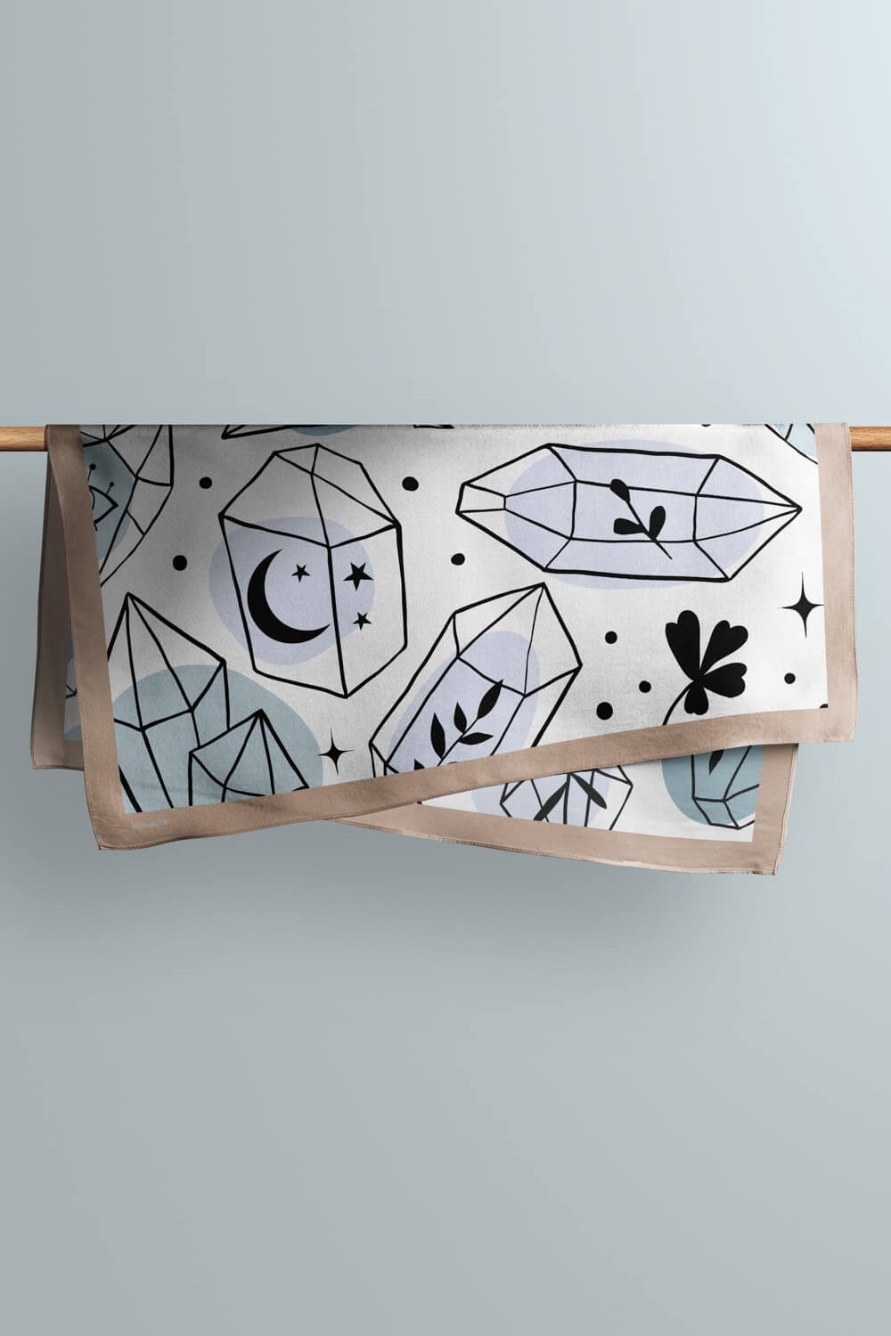 Violla Y11 Kadın Geometrik Desenli Bandana 50x50 Siyah Beyaz Mavi DG0474-22