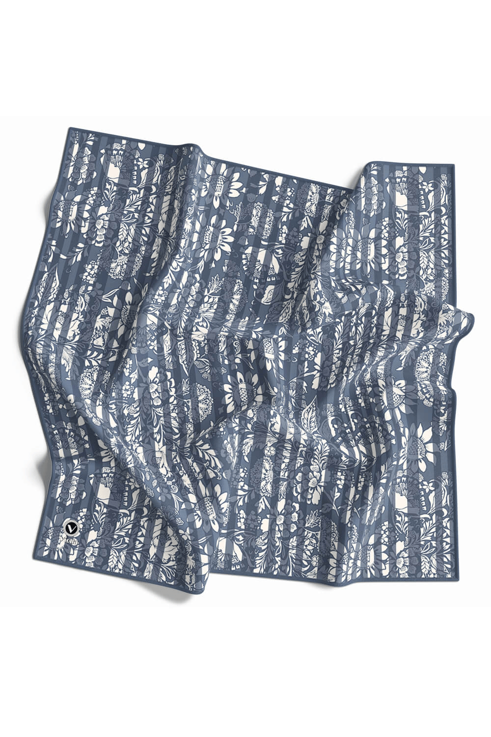 Twill Batik Şal Desenli İndigo Renkli 90x90 Eşarp (İpek İçermez) Kenar Dikiş Şekli El Dikişli