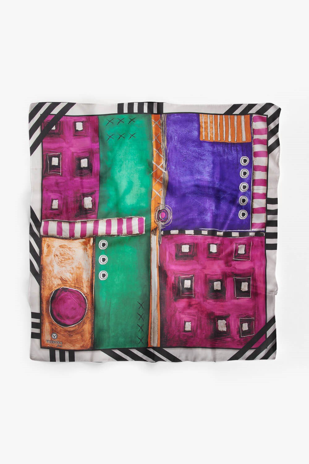 %100 İpek Kadın Desenli Bandana 80x80
