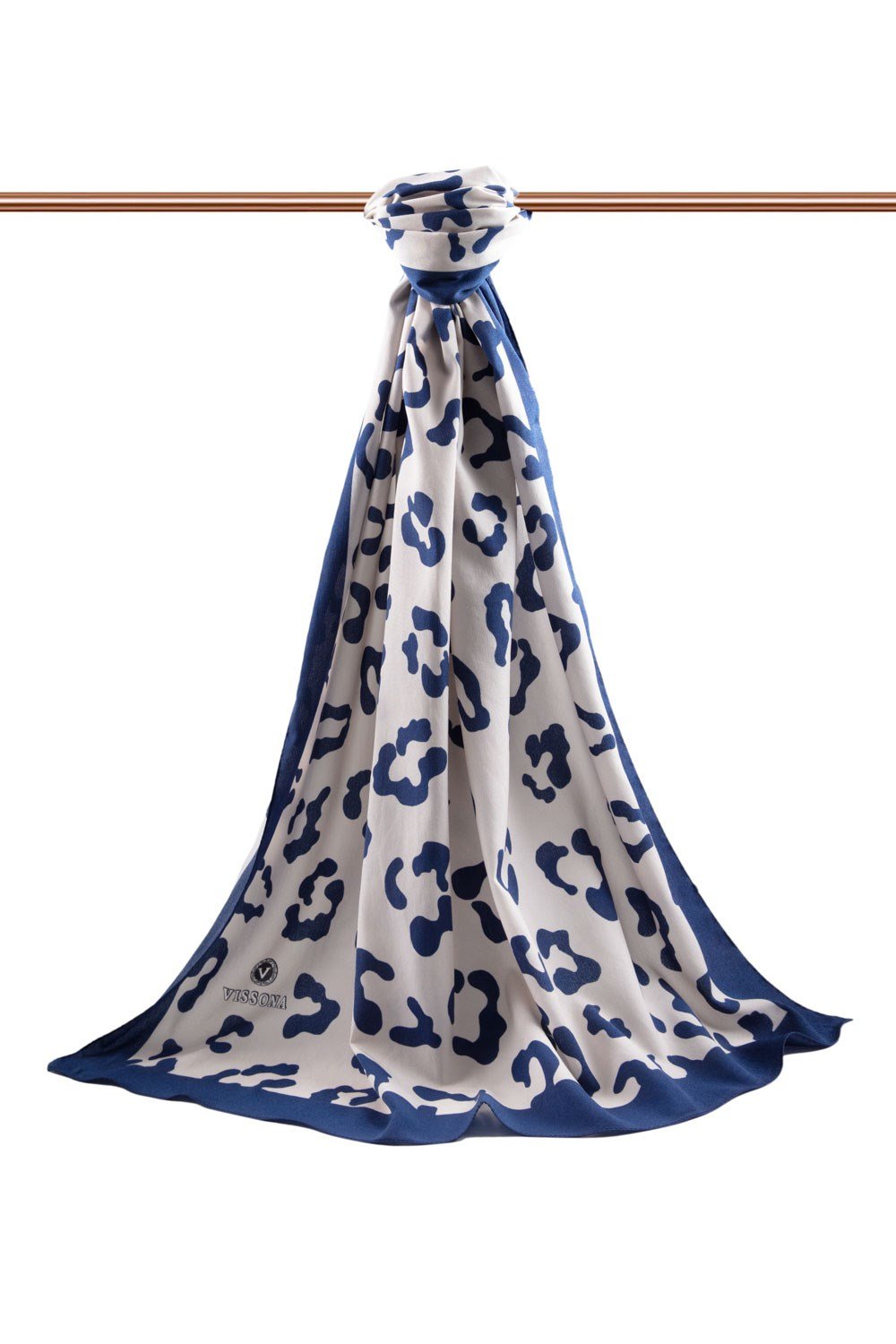 KREP LEOPAR DESENLİ LACİVERT RENKLİ 75X195 KIRIŞMAZ ŞAL