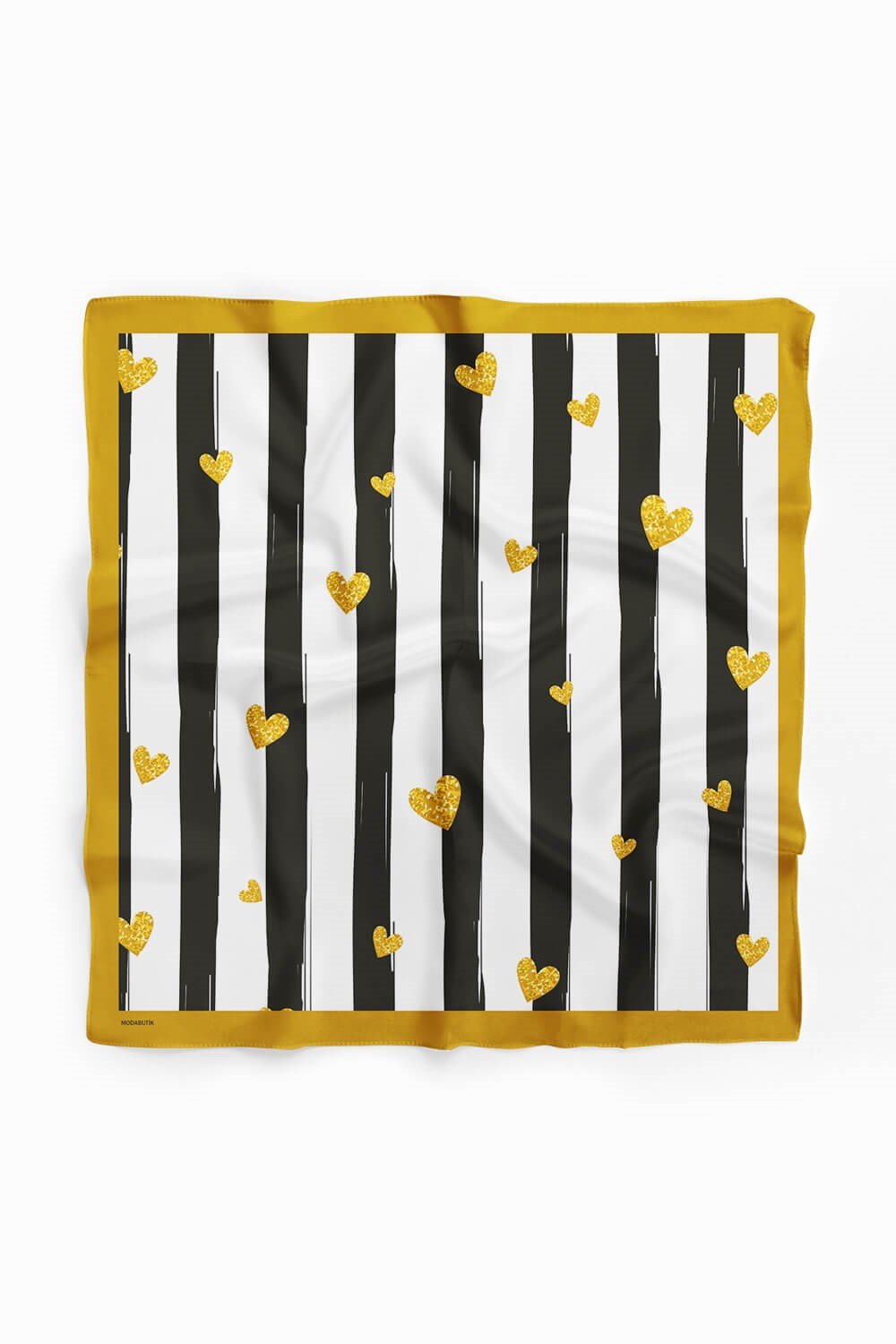Violla F96 Kadın Kalp Desenli Çizgili Bandana 50x50 DG0323-22