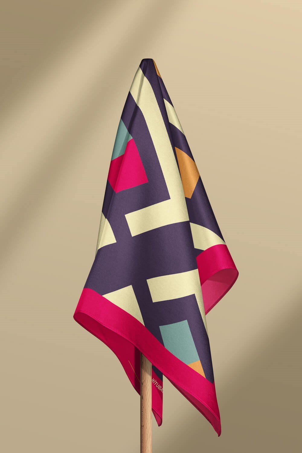 Violla V48 Kadın Geometric Desenli Bandana 50x50 Mavi DG0119-22
