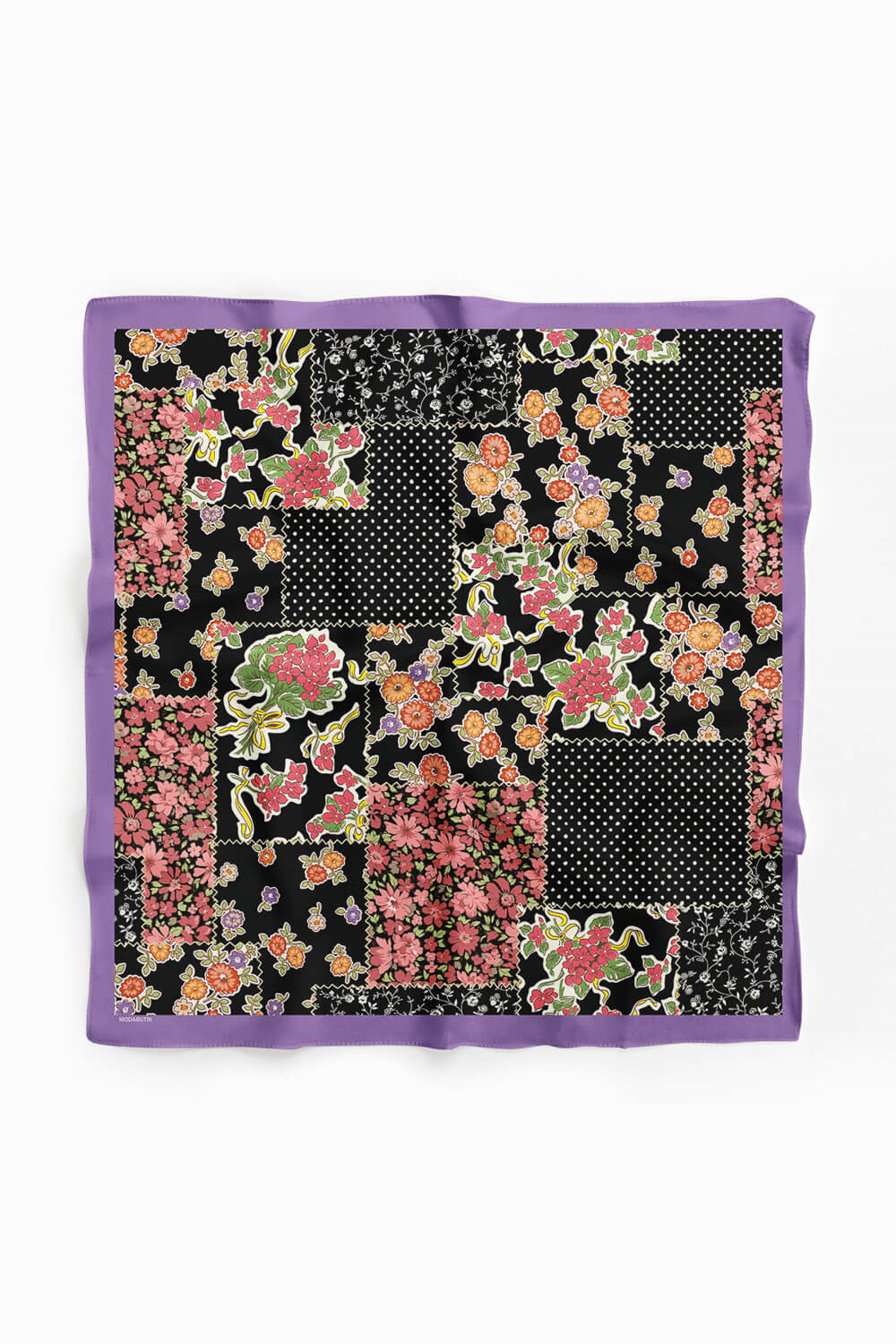 A47 Kadın Patchwork Desenli Bandana 50x50 DG0114-22