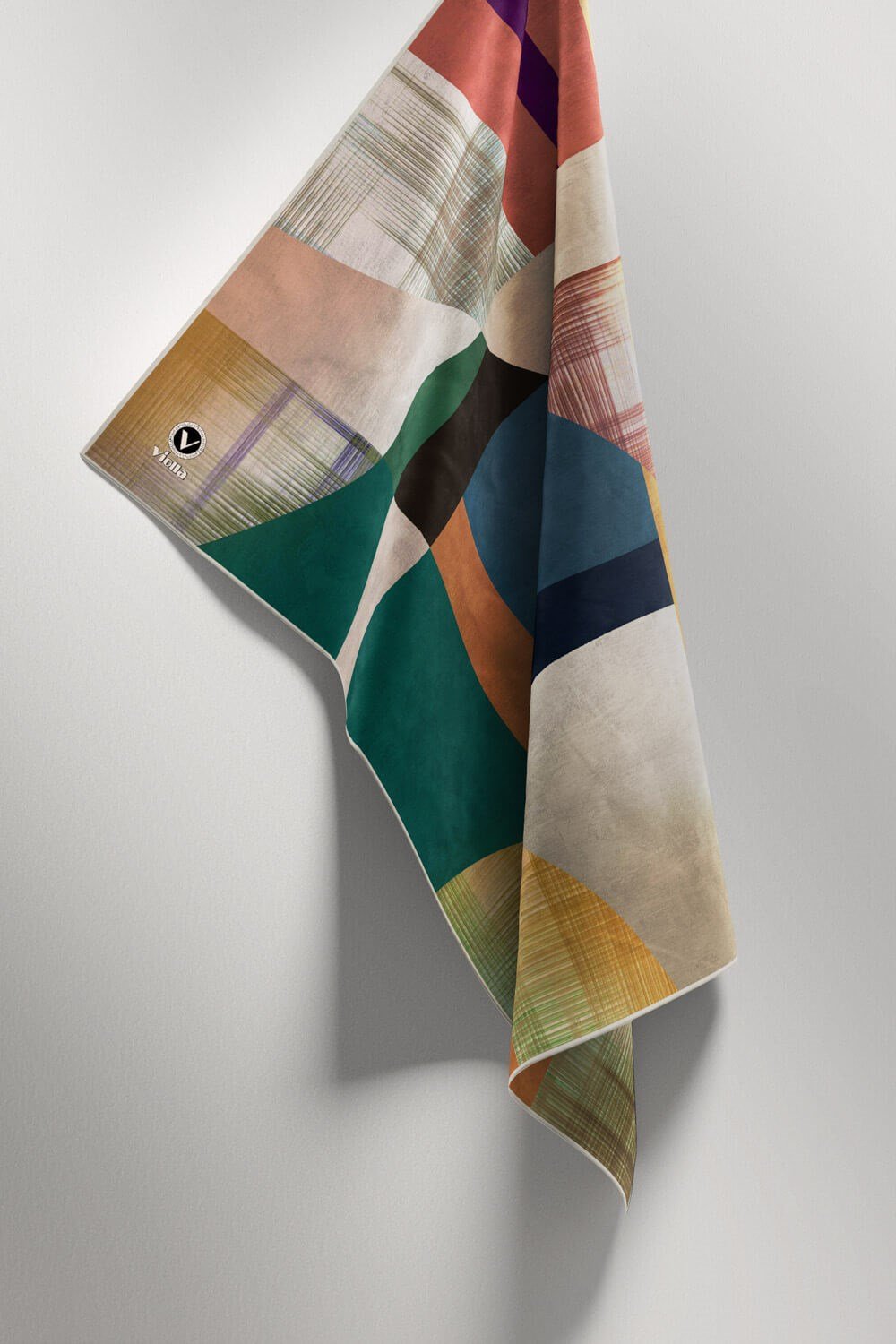 Twill Geometrik Desenli Petrol Yeşili Renkli 90x90 Eşarp (İpek İçermez) Kenar Dikiş Şekli El Dikişli