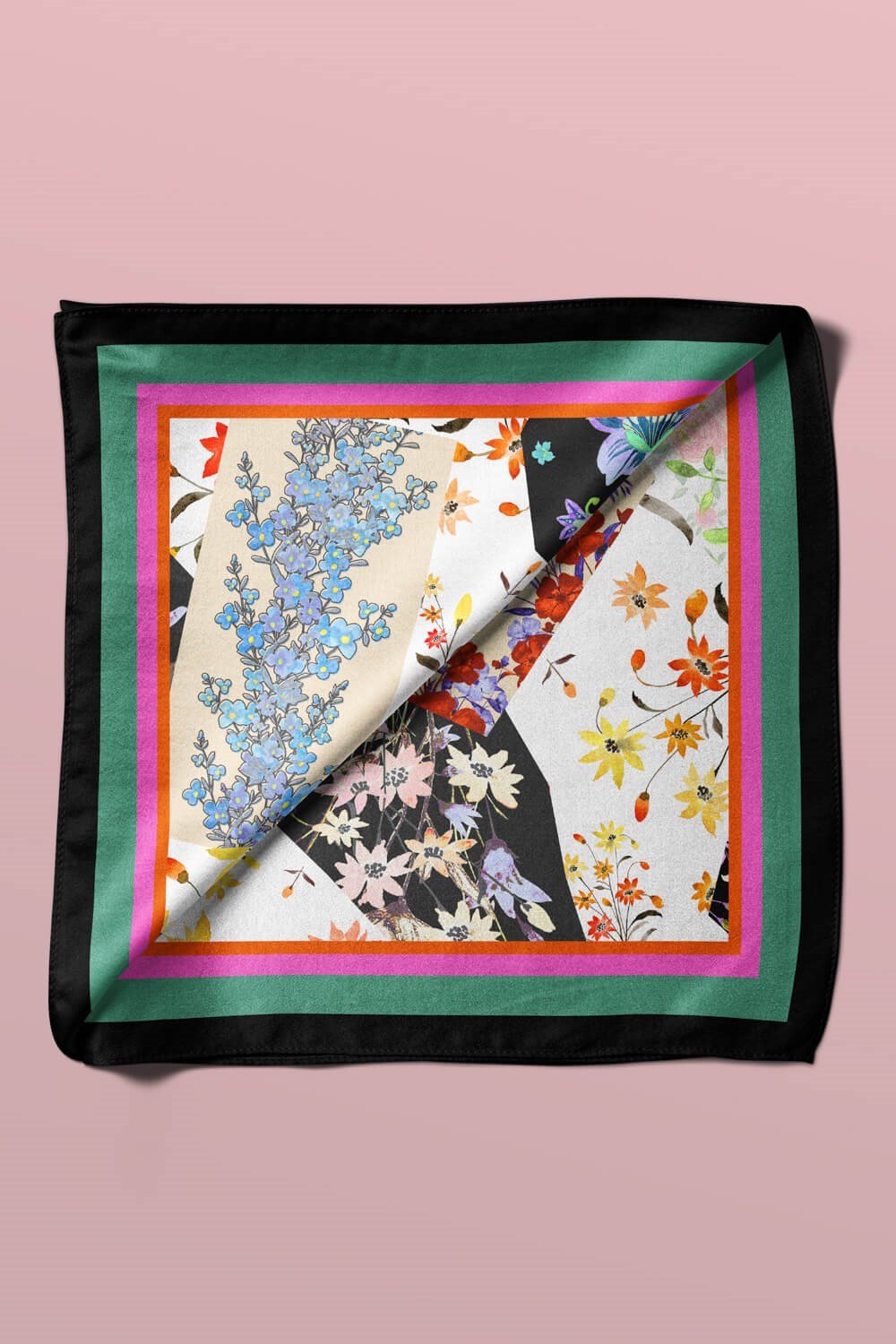 Violla G66 FLOWERS PATCHWORK TASARIMLI BANDANA  DG11971