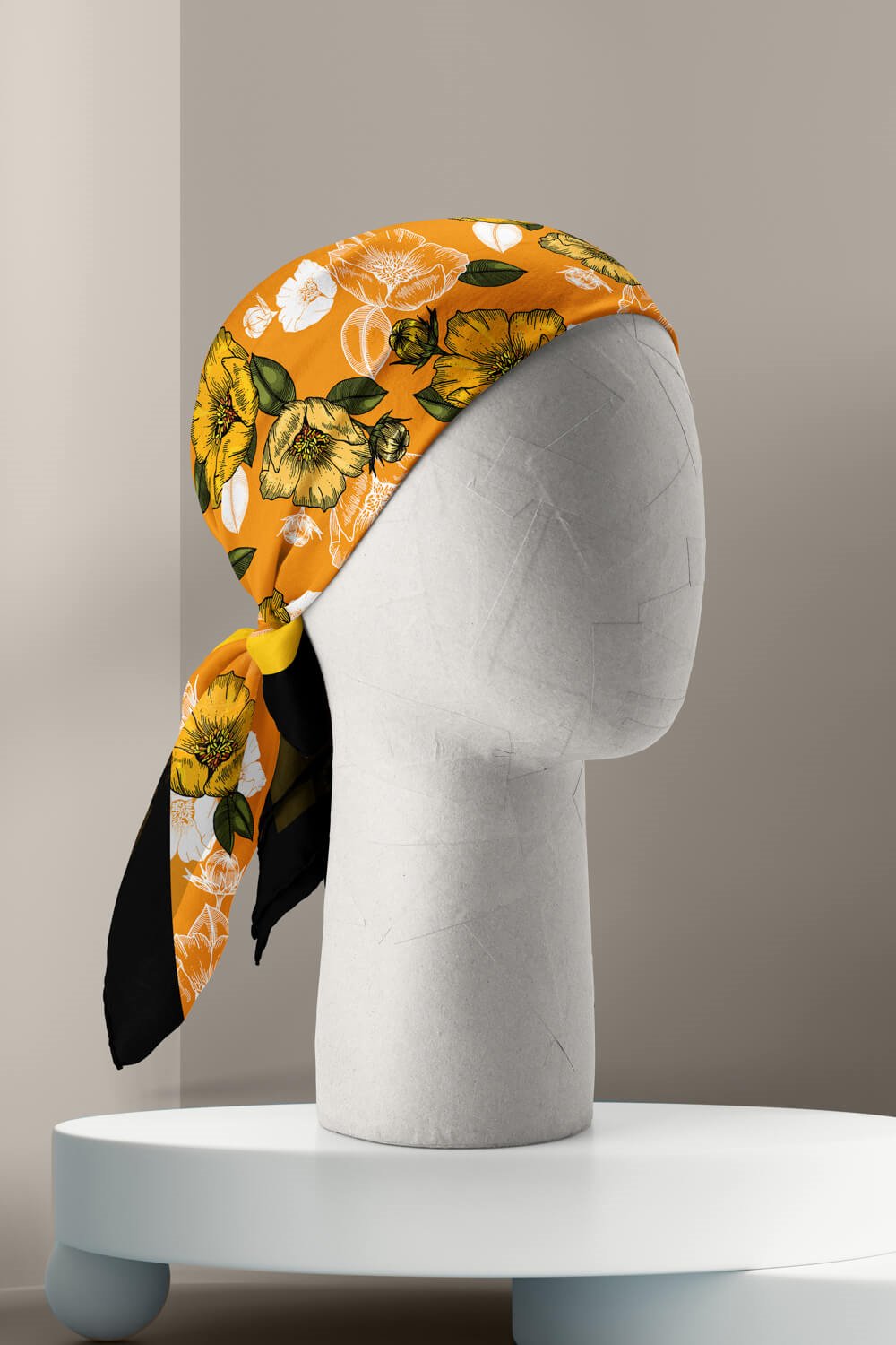 C98 Kadın Kavuniçi Sarı Sevda Desenli 50x50 Bandana HYL DG0993-22