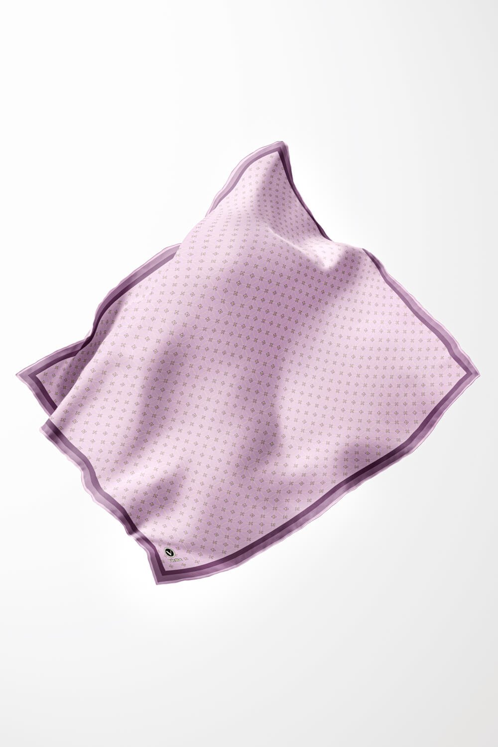 Twill Monogram Desenli Lila Renkli 90x90 Eşarp (İpek İçermez) Kenar Dikiş Şekli El Dikişli