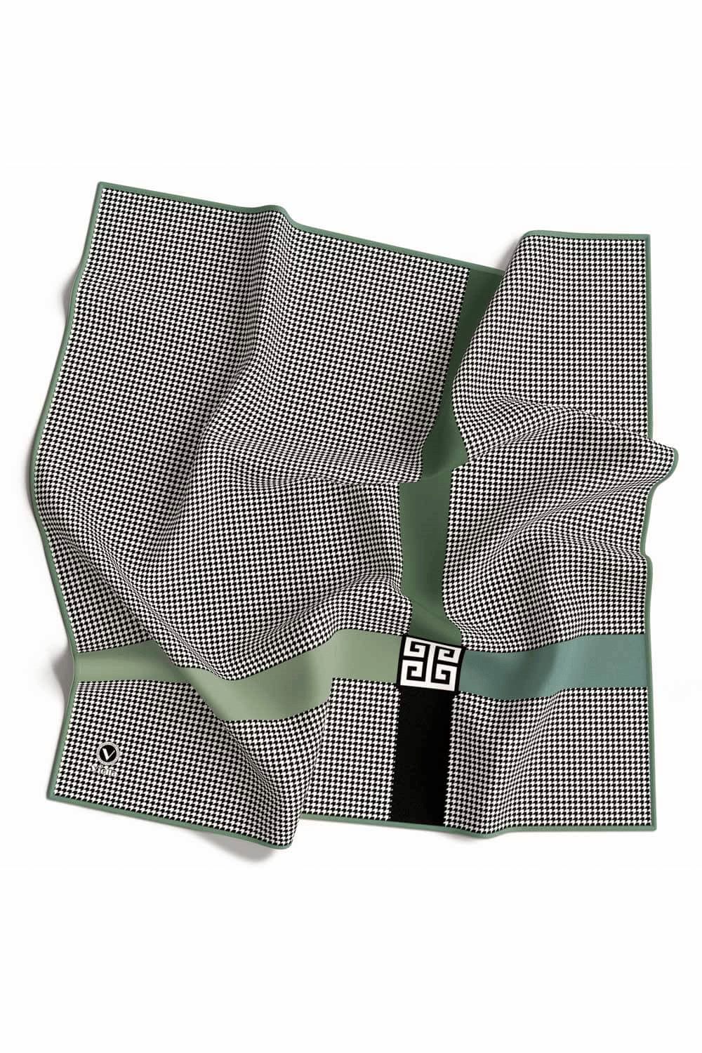 Twill Kazayaklı Şerit Desenli Mint Yeşili Renkli 90x90 Eşarp (İpek İçermez) Dikim Şekli : El Dikişi