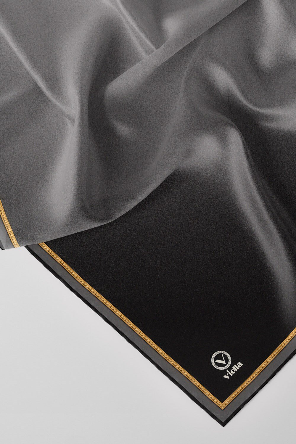 Twill Degrade Desenli Gri Renkli 90x90 Eşarp (İpek İçermez) Kenar Dikiş Şekli El Dikişli