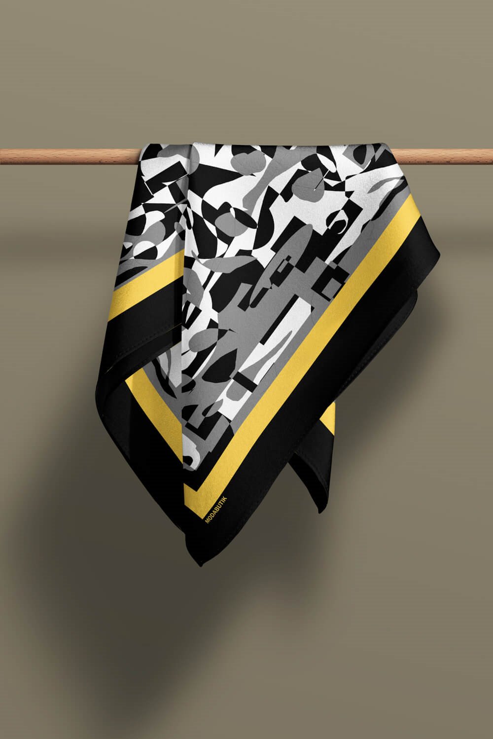 Kadın Siyah Beyaz Complex Desenli 50x50 Bandana HYL DG0976-22