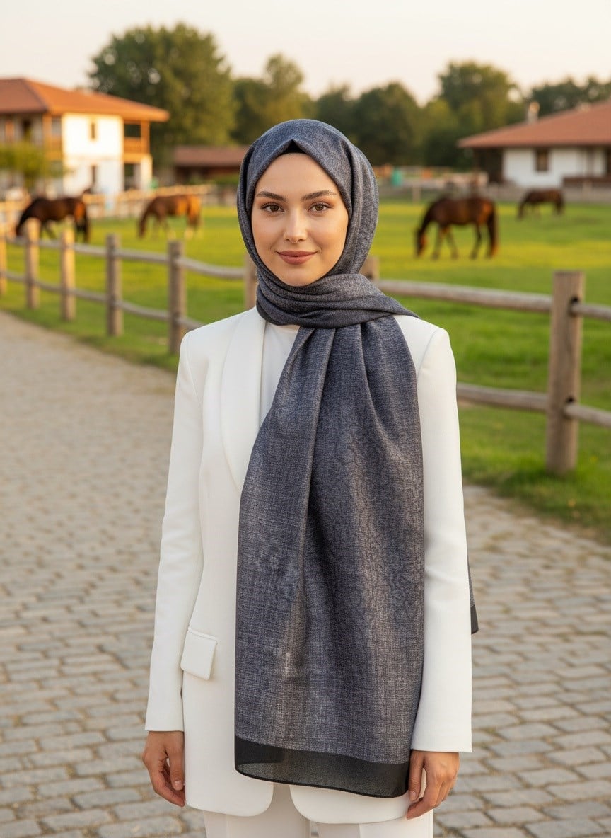 %100 Saf İpek Şal İnce Saten Vual Dokuma Damask Desenli Pudra Renkli 90x210 Şal