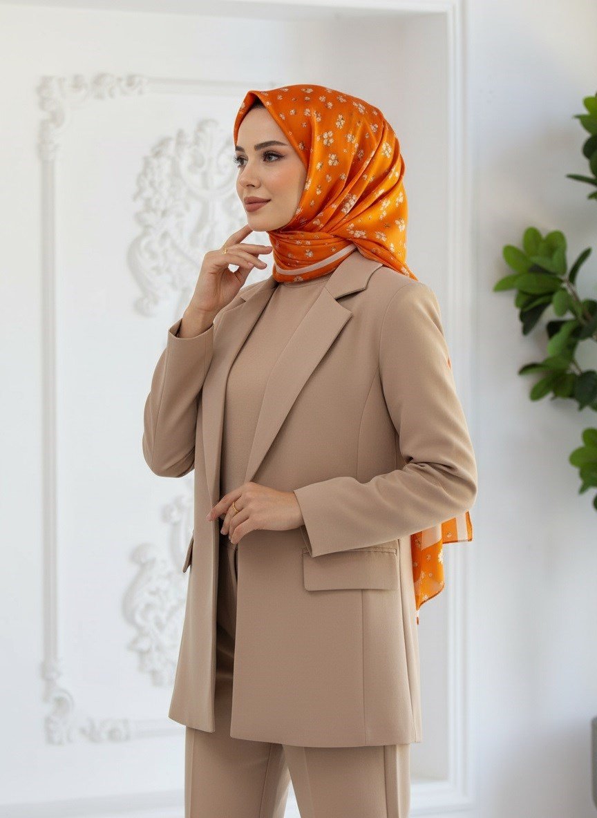 %100 Saf İpek Şal İnce Saten Vual Dokuma Fresh 90x210 Şal