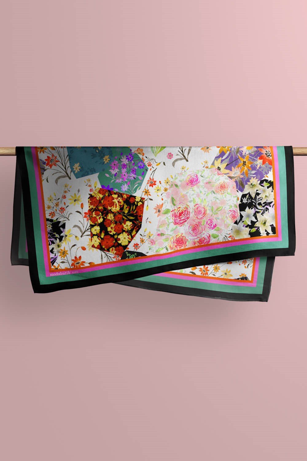 Violla G66 FLOWERS PATCHWORK TASARIMLI BANDANA  DG11971